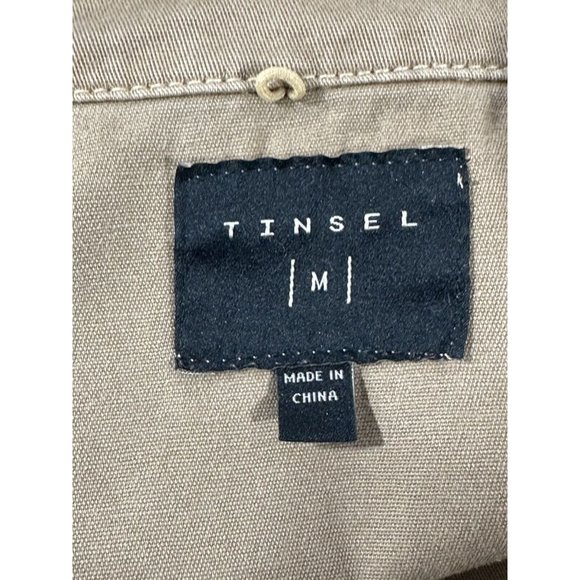 Tinsel Cargo Utility Jacket Coat Womens Size Medium Tweed Sleeve Zip Up Brown - Picture 12 of 14